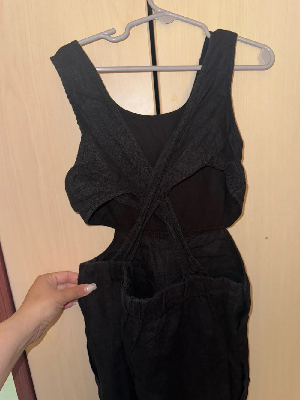 ZARA Girls Black Cutout Jumpsuit Size 9 Open Back Crisscross
